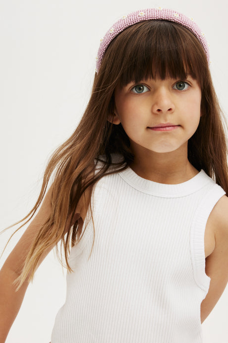Cotton On Kids Girls Fitted Essential Tank - White Rib