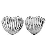 Bullion Gold Ridged Heart White Gold layered Stud Earrings
