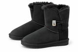 Australian Leather Ugg Swarovski Elements 1button - Black - AU4