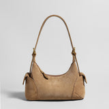 Suede Leather Retro Underarm Bag - Apricot