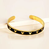 Bullion Gold Mickey Mini Enamel Cuff Bangle Black Gold