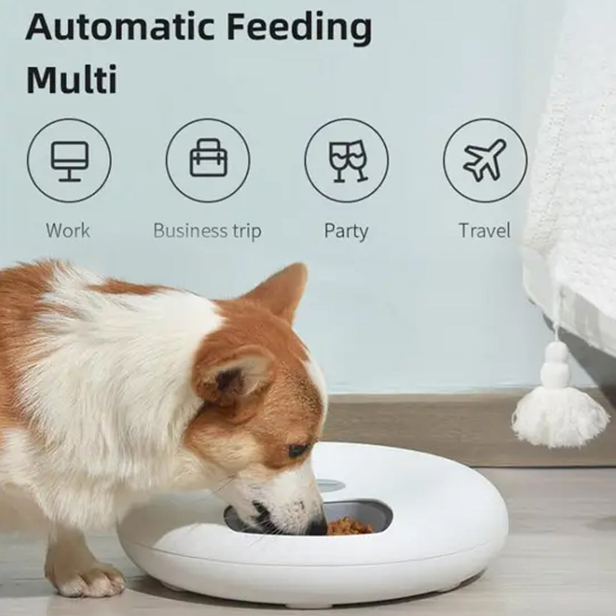 TODO Automatic Pet Feeder 180ml x6 Meal Digital Lcd Dog Cat Food Bowl Timer White