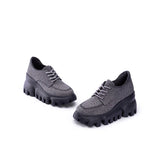 Retro Leopard Platform Sneakers - Grey