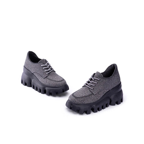 Retro Leopard Platform Sneakers - Grey