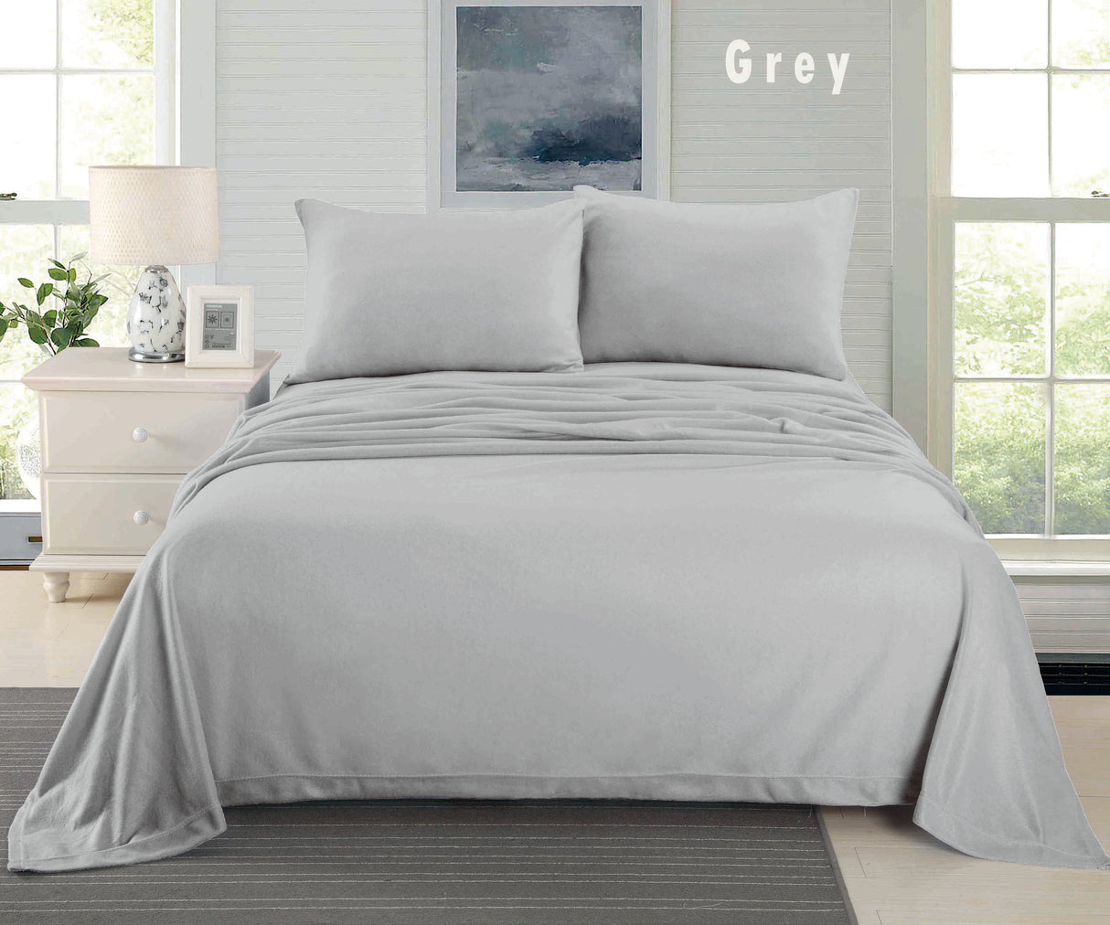 Cashmere Touch Flannelette Sheet Set -  Grey