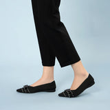 Vintage Bow Pointed Toe Flats - Black