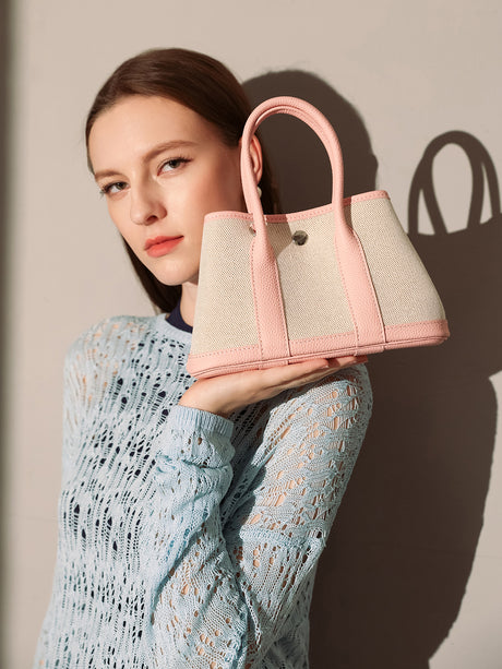 Botanical Canvas & Leather Garden Tote Bag - Pink