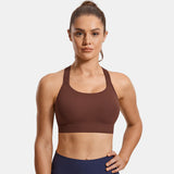 Power On Racerback High Impact Adjustable Padded Wireless Bra - Brown