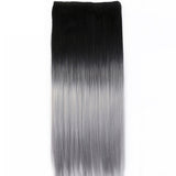 Two Tone Ombre High Grade Black Silver Hair 17Piece 16Clips 22" Hair Extension