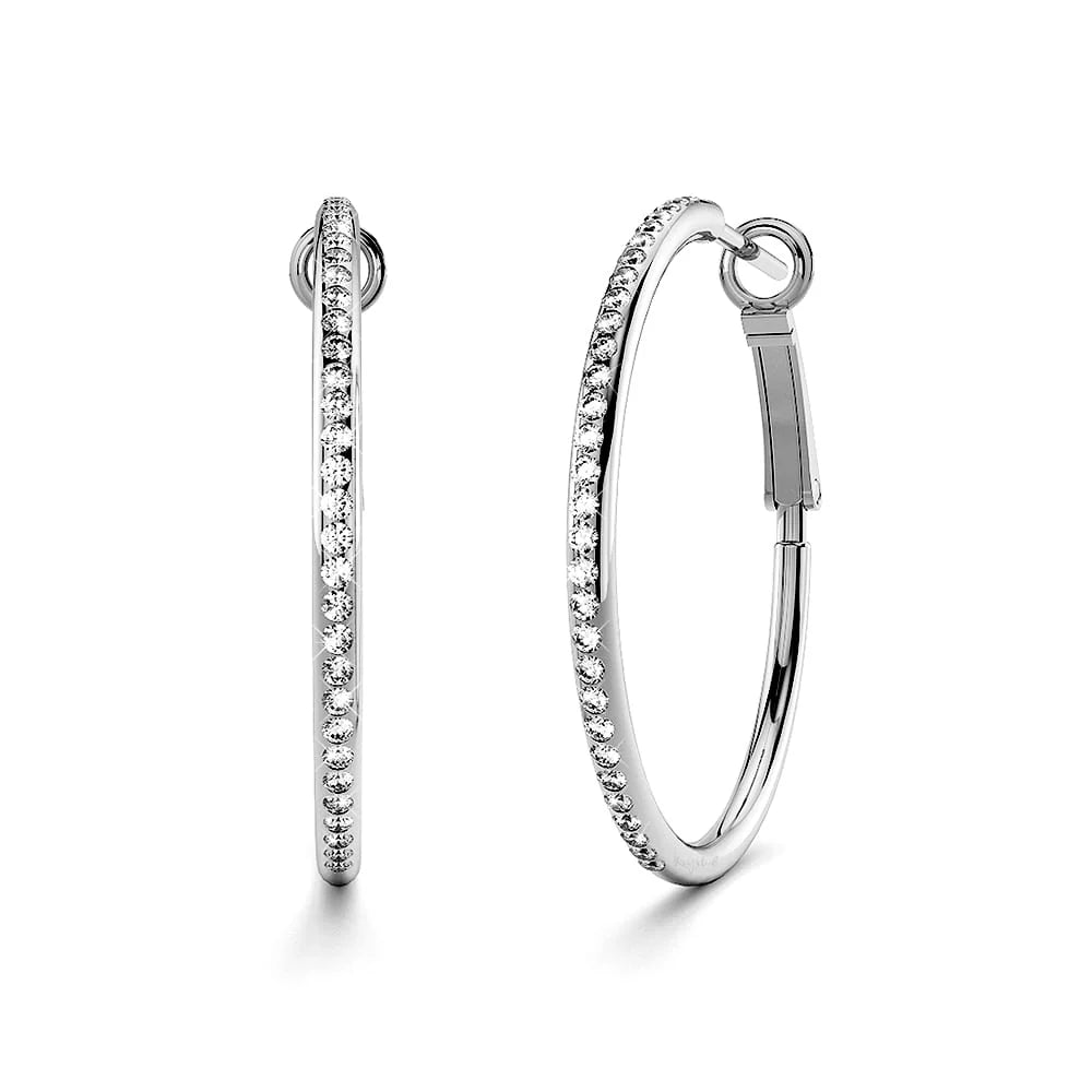 Krystal Couture Endless Hoop Earrings Embellished with SWAROVSKI Crystals in White Gold