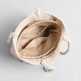 Hand-Crocheted Cotton Shell-Stitch Bucket Tote - Ivory
