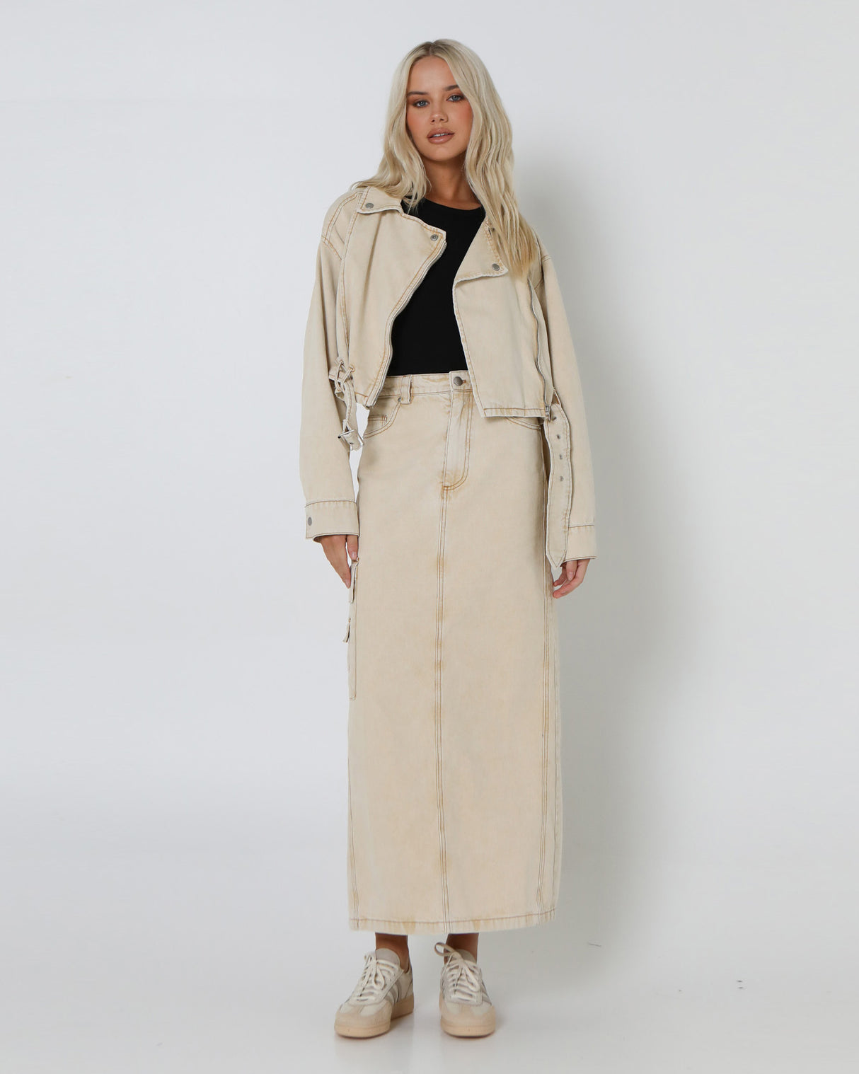 Lost In Lunar Women's Oslo Maxi Skirt - Beige Denim
