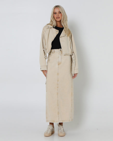 Lost In Lunar Women's Oslo Maxi Skirt - Beige Denim