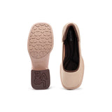 Vintage Square Toe Mary Jane Pumps - Nude