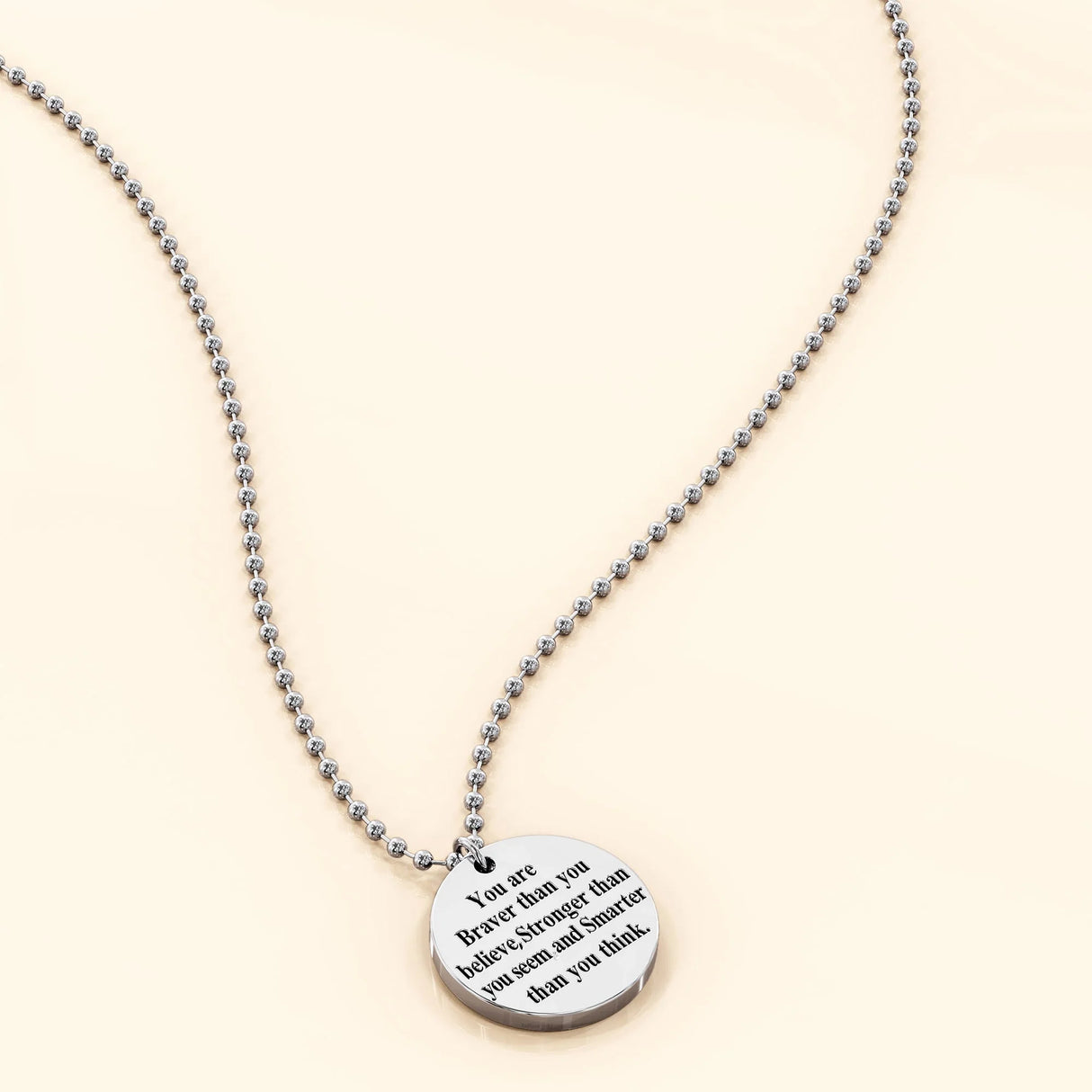Bullion Gold Brave Inscriptions Pendant Necklace