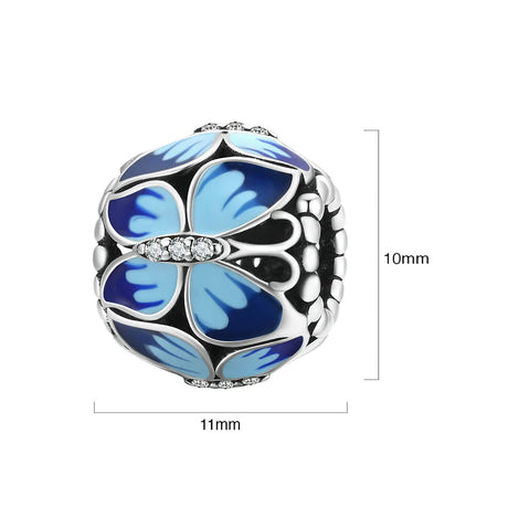 Solid 925 Sterling Silver Calming Blue Pandora Inspired Bead Charm
