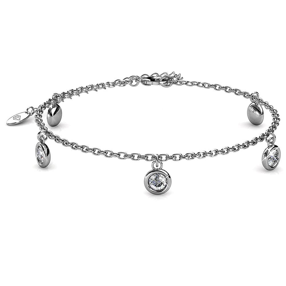 Krystal Couture White Gold Drop Charm Bracelet Embellished with SWAROVSKI Crystals
