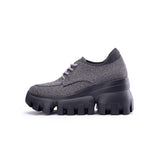 Retro Leopard Platform Sneakers - Grey