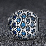 Solid 925 Sterling Silver Blue Mermaid Scale Pandora Inspired Charm