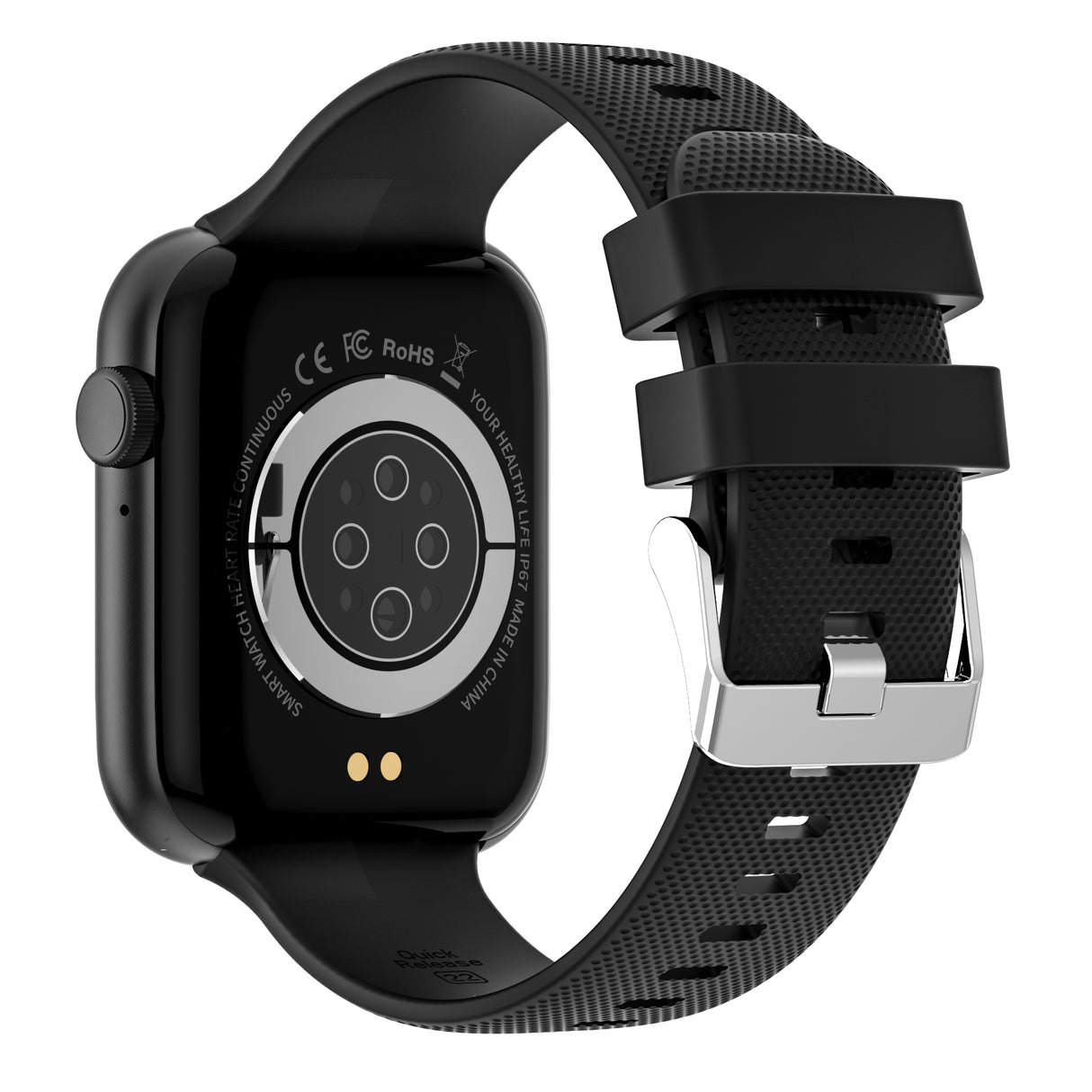 Bluetooth Smart Watch 1.85" IPS FHD Touch Screen Monitor Heart Rate Blood Pressure BT 5.0 - Black