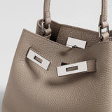 Togo Leather Mini Bucket Handbag - Taupe