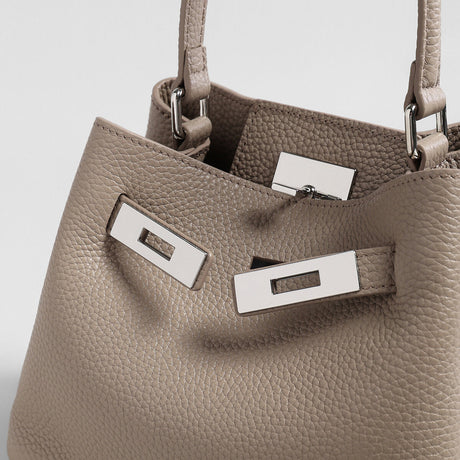 Togo Leather Mini Bucket Handbag - Taupe