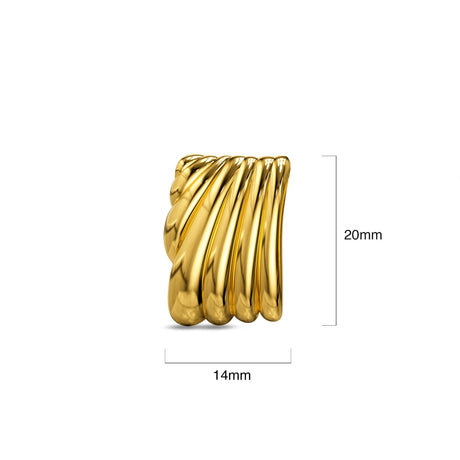 Bullion Gold Pleated Angel Gold layered Stud Earrings