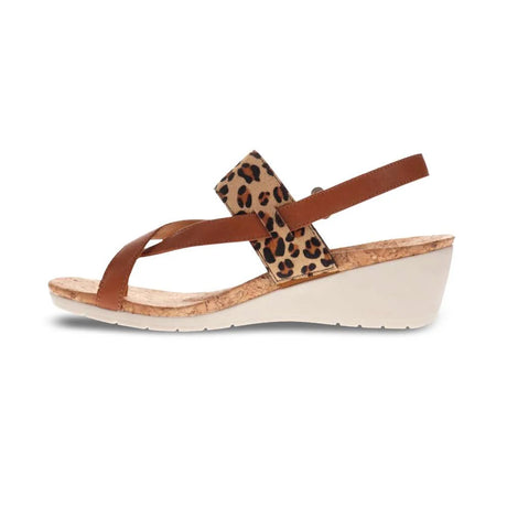 Revere Honolulu Back Strap Wedge - Cognac/Leopard