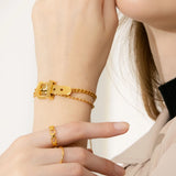 Bullion Gold Luca Gold Buckle-Pendant Bracelet