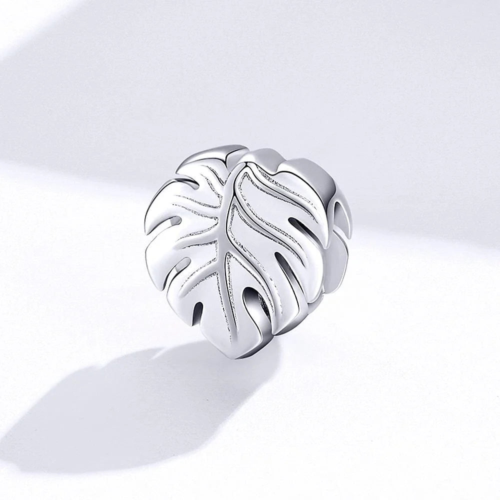 Solid 925 Sterling Silver Palm Leaf Pandora Inspired Charm
