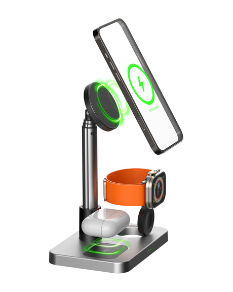 TODO 3 in 1 Wireless Phone Charger 15W Fast Charge Earphone Watch Magnetic Charge Telescopic Stand