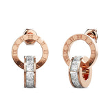 Bullion Gold Pisces Round Interlock Dangle Rose Gold Layered Earrings Clear