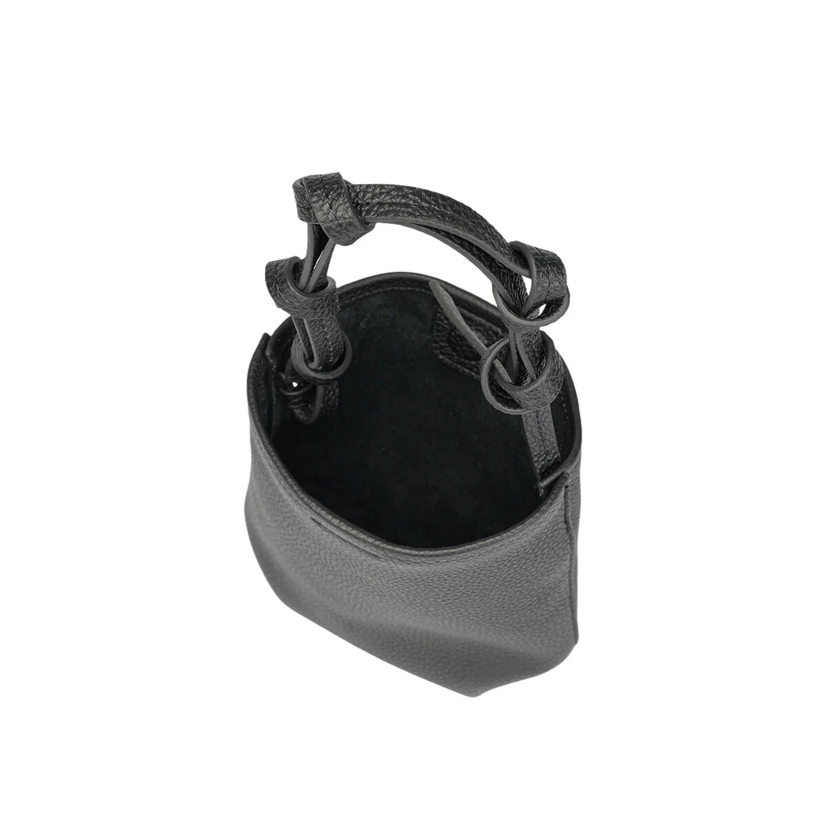 BAMEI Genuine Tuscany Leather Mini Bucket Bag - Black