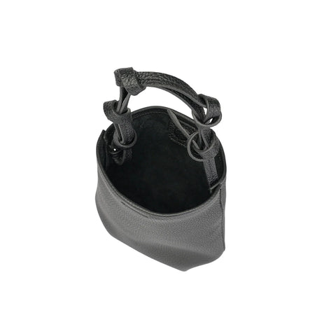 BAMEI Genuine Tuscany Leather Mini Bucket Bag - Black