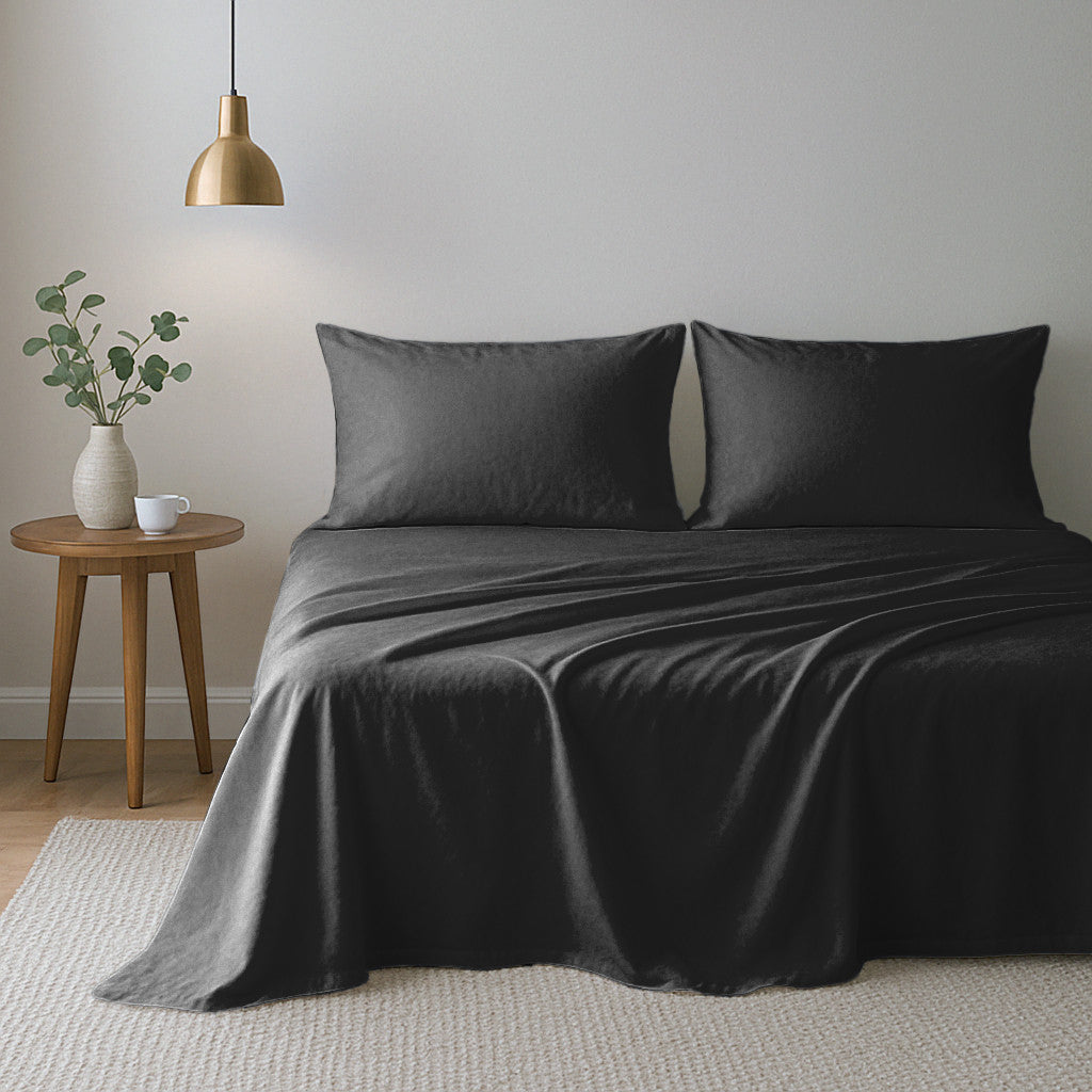 Royal Comfort Opulence Washed Microfibre Sheet Set Charcoal