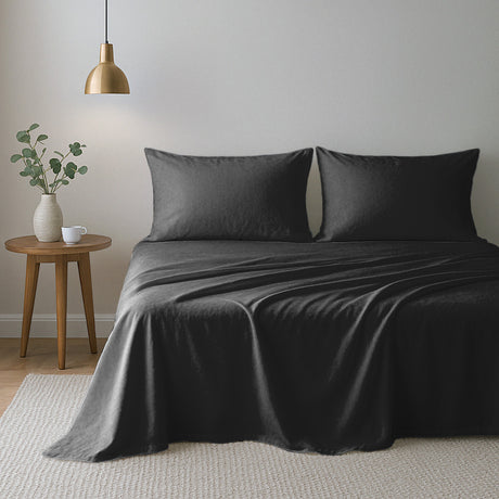 Royal Comfort Opulence Washed Microfibre Sheet Set Charcoal