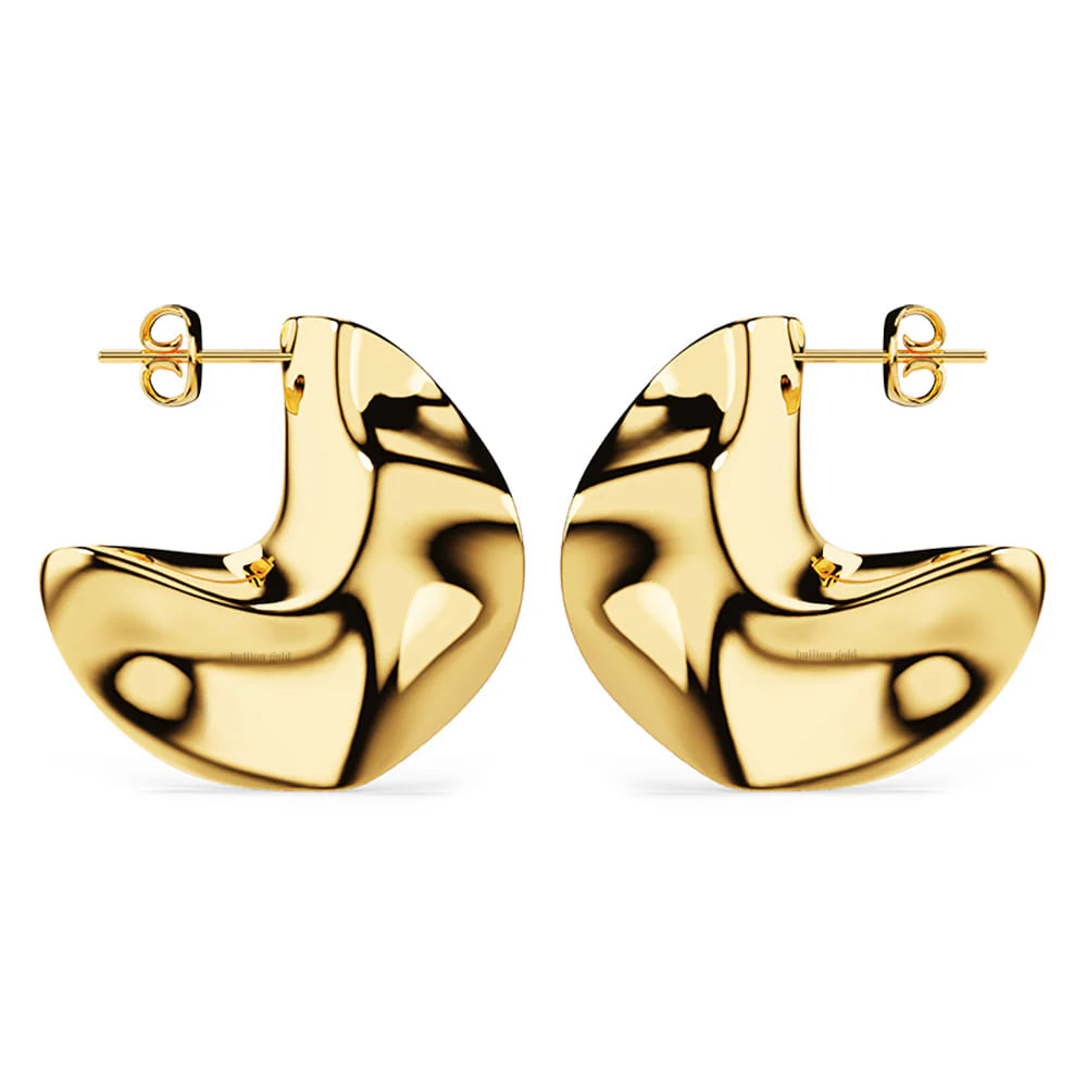 Bullion Gold Texture Tiny C-Hoop Earrings in Gold