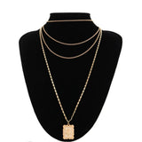 Multilayer 4 Piece Large Trendy Flower Pendant Layering Gold Necklace