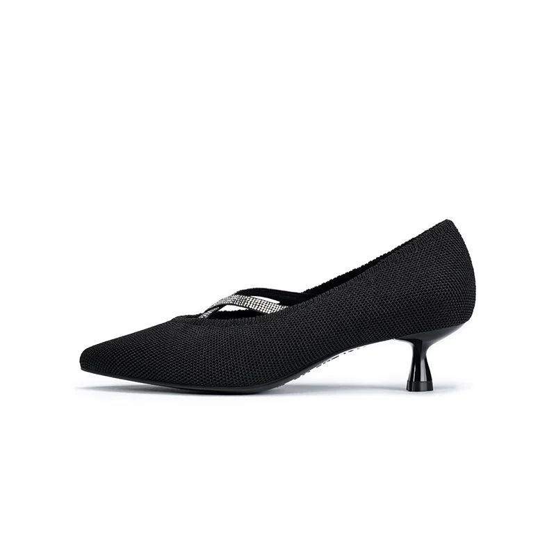 Countess Cross-Strap Kitten Heels - Black