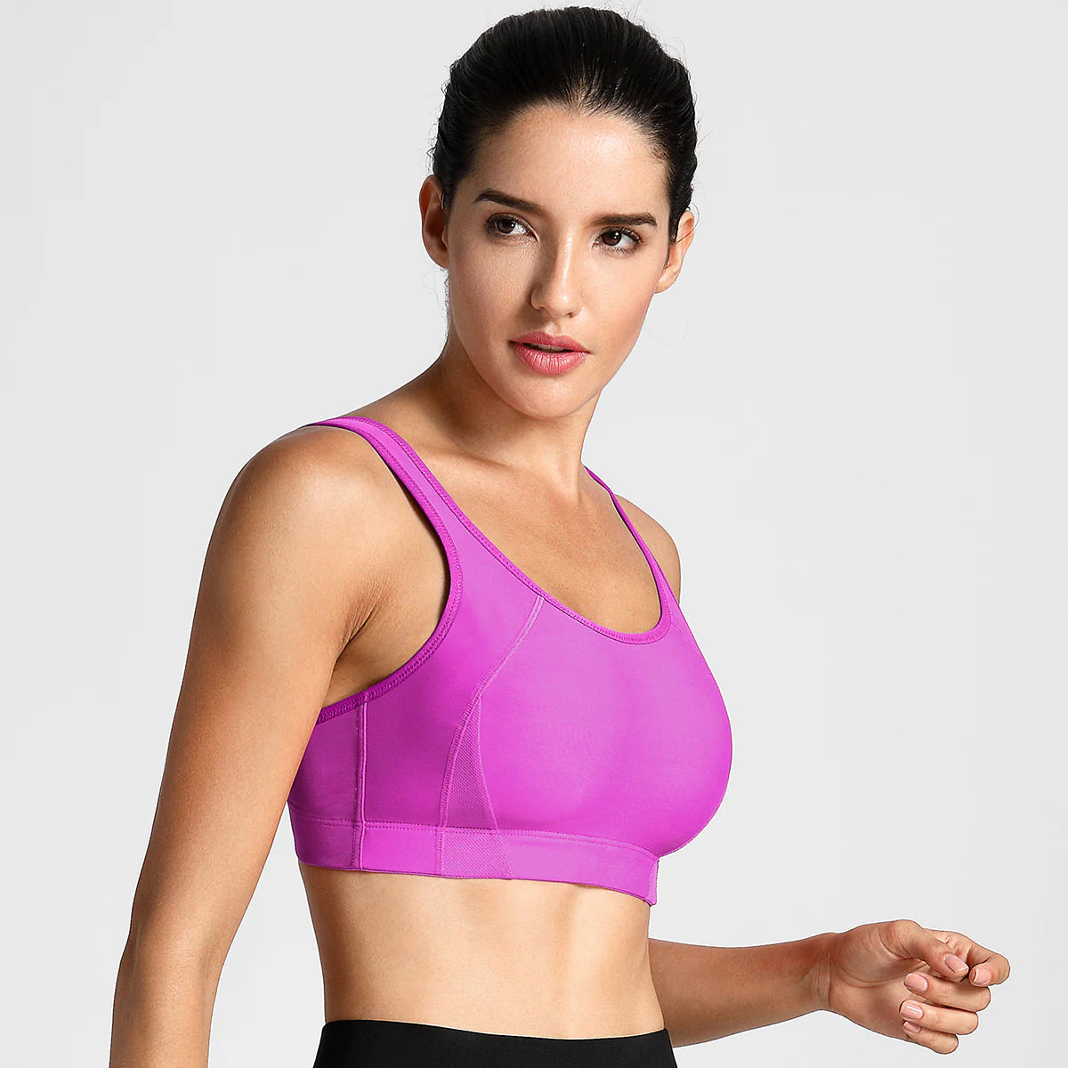 Quick Dry High Impact Padded Wireless Sports Bra - Purple