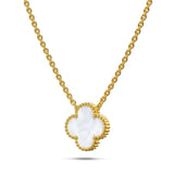 Bullion Gold White Clover Necklace