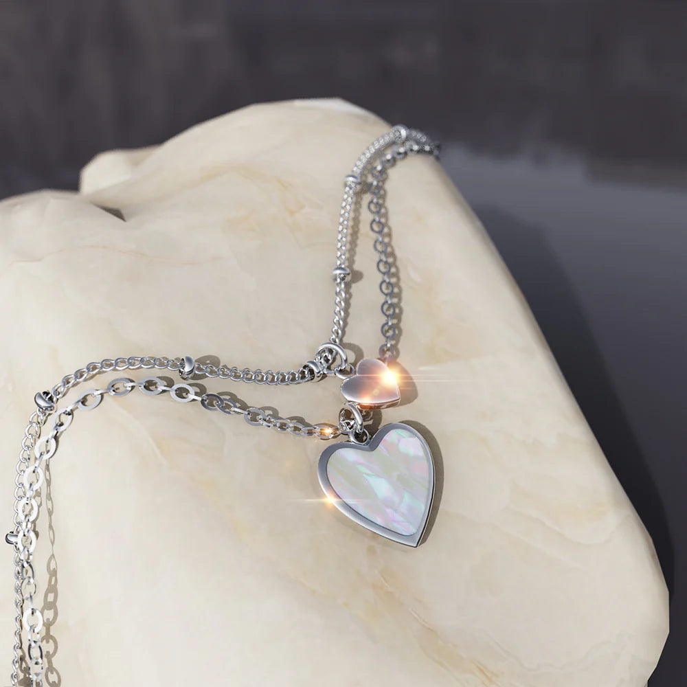 Bullion Gold River's Heart Bracelet in High Polished Stainless Steel