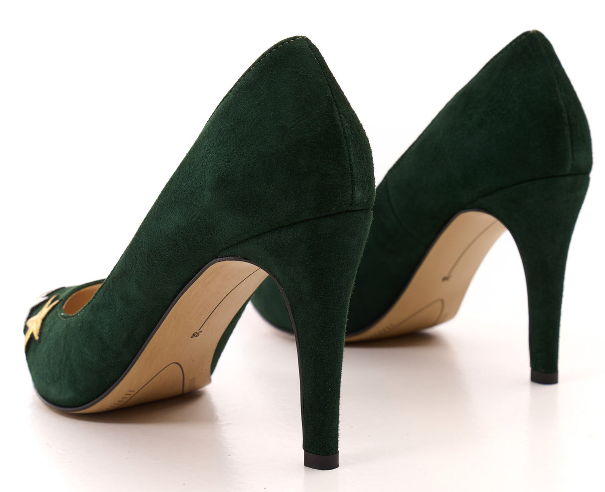 Bosccolo Womens Heels Embroidered - Green
