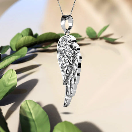 Krystal Couture Fly High with Wing Pendant Necklace in White Gold Embellished with Crystals from SWAROVSKI