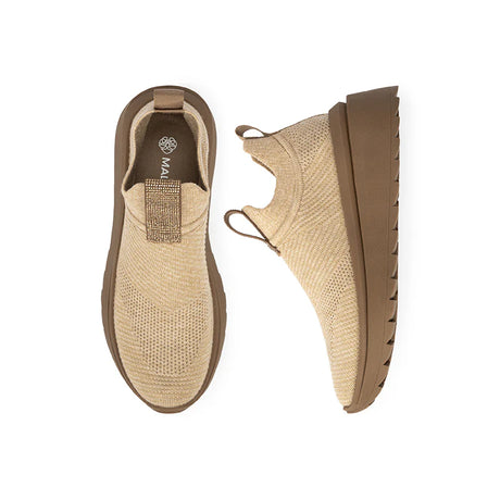 Slip-On Knit Wedge Sneakers - Beige