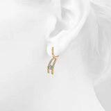 Bullion Gold Throne Sparkling Zirconia Latch Back Earrings