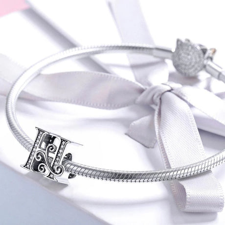 Solid 925 Sterling Silver Vintage Inspired Antique Alphabet Charm