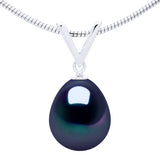 Necklace Semi Rigid Real Cultured Freshwater Pearl Pear 10-11 mm - Black Tahiti - Longueur 42 cm