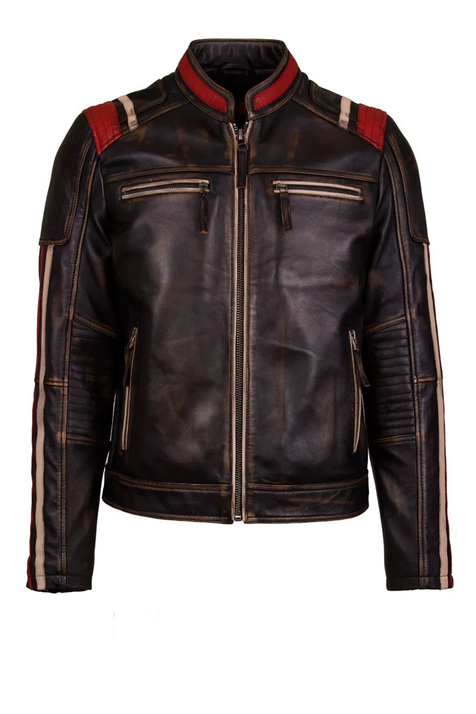 Mens Leather Jacket in Black Ruboff