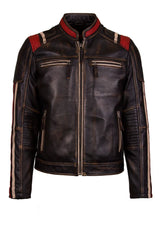 Mens Leather Jacket in Black Ruboff